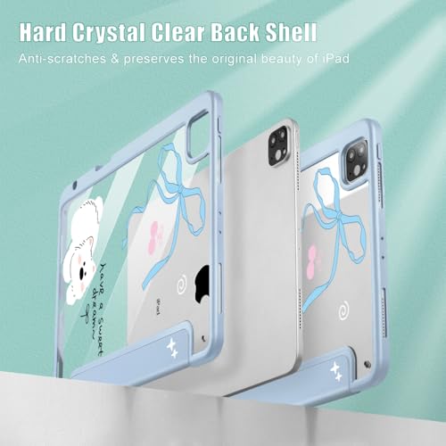 May Chen for iPad Pro 11 inch M2 4th Generation 2022, iPad Pro 11 3rd/2nd/1st Gen, Case with Transparent Shockproof Back Cover [Built-in Pencil Holder, Auto Sleep/Wake, Cute Puppy - Image 4