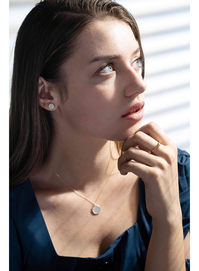 إس.ليف أقراط متدلية من عرق اللؤلؤ بتصميم بسيط من الفضة الإسترلينية للنساء (ذهب وردي) - Image 2