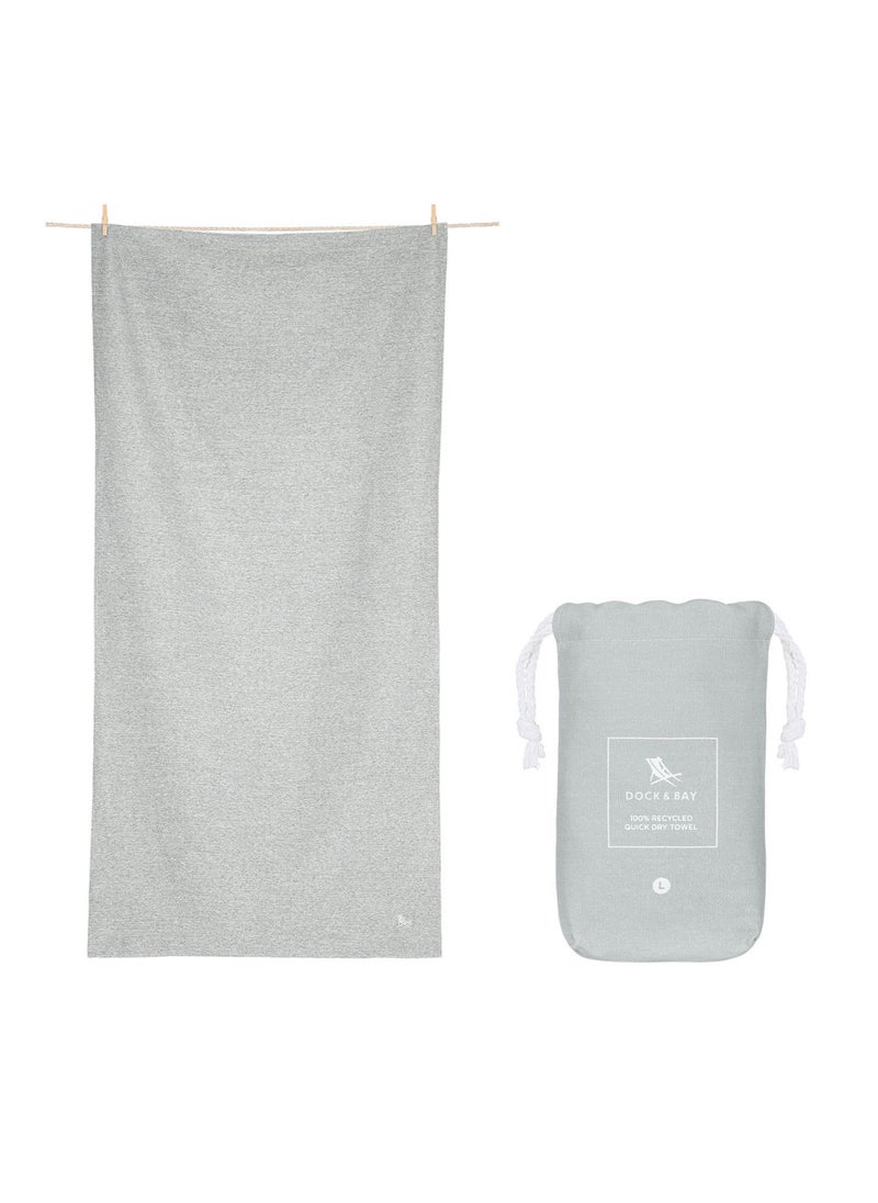 Dock & Bay Dock & Bay Beach Towel, Super Absorbent, Quick Dry, Sand Free, Compact & Lightweight, 100% Recycled Materials, Includes bag - Large (160x90cm) - MOUNTAIN GREY  - Image 1
