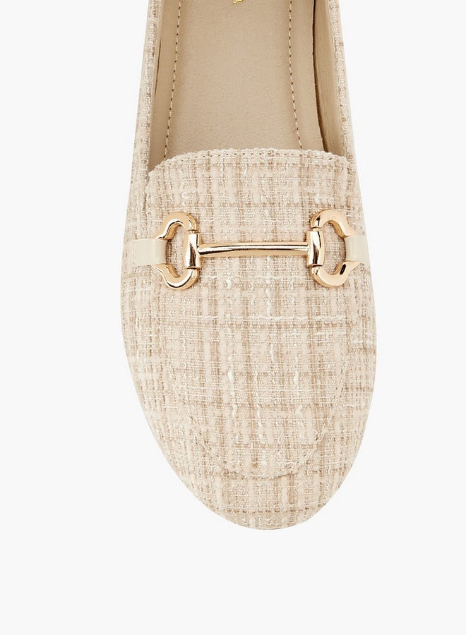 Flora Bella By Shoexpress Textured Slip-On Loafers with Metallic Accent - Image 4
