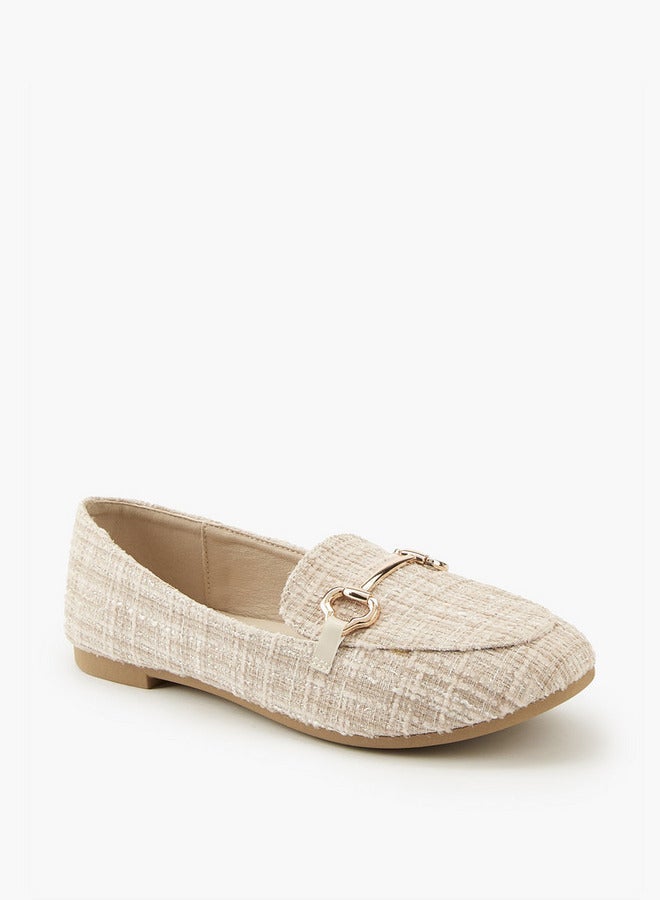 Flora Bella By Shoexpress Textured Slip-On Loafers with Metallic Accent - Image 3