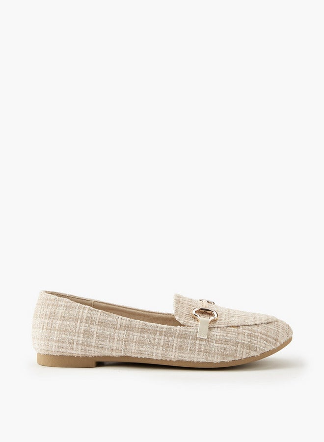Flora Bella By Shoexpress Textured Slip-On Loafers with Metallic Accent - Image 1