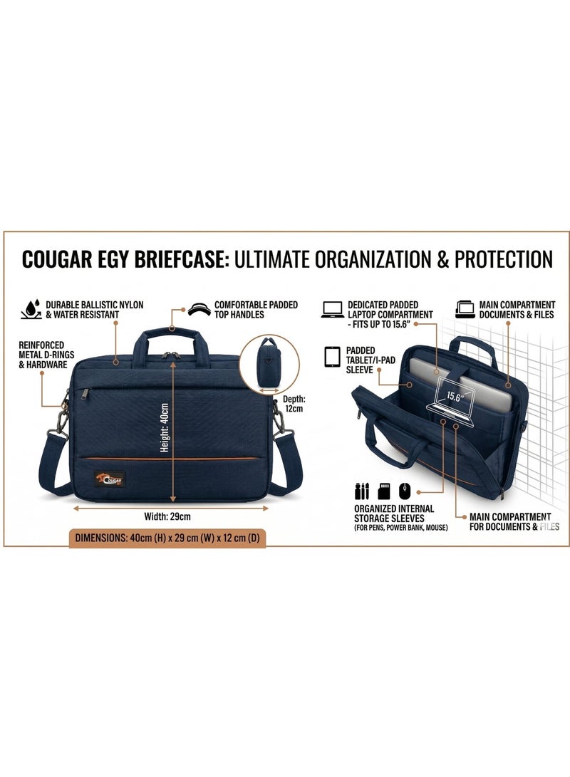 COUGAR-EGY laptop & Briefcase Bag for laptop, shoulder bag for men fits up to 15.6" (010 - BLUE) - Image 2