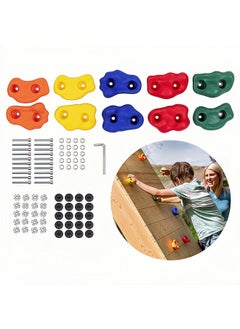 Peachjoy 10 Pack Kids Rock Climbing Holds with Mounting Kit Durable and Safe Climbing Rocks for Indoor or Outdoor Home Playgrounds, Gyms, and Parks  - Image 1