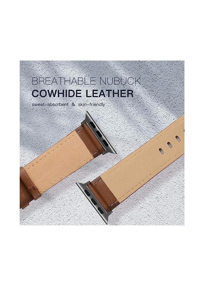 Generic - Brown Leather Replacement Band for Apple Watch Series 1/2/3/4 Series 42/44/45/49 - Image 1
