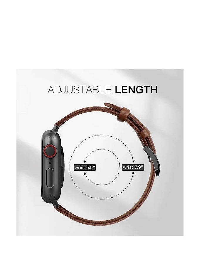 Generic - Brown Leather Replacement Band for Apple Watch Series 1/2/3/4 Series 42/44/45/49 - Image 1