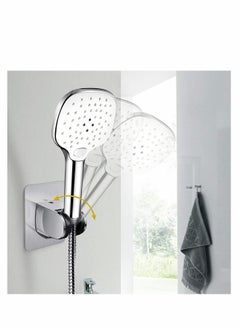 Excefore Shower Head Holder, Adjustable Shower Holder Fixed Mounted Wall Bracket for Handheld Shower Head, Chrome Finish, Self - Adhesive Wall Mount Showers Shelf for Home Bathroom (Silver)  - Image 4