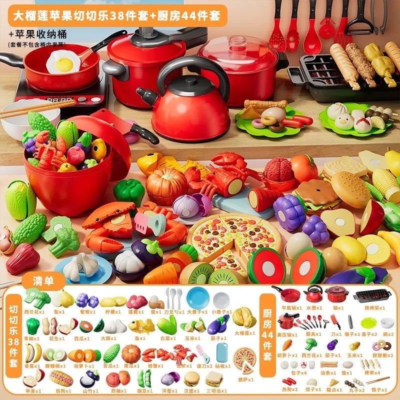 Bluejw Educational Kitchen Toys Set: PVC Artificial Fruits & Vegetables, Kids Pretend Play Food for Preschool Learning - Image 3