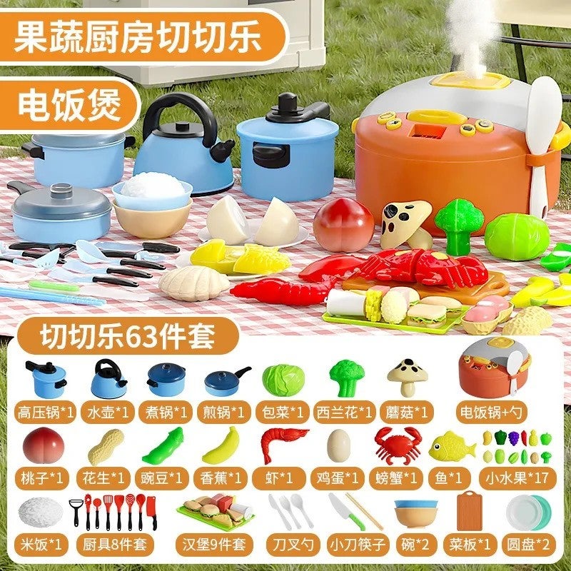 Bluejw Educational Kitchen Toys Set: PVC Artificial Fruits & Vegetables, Kids Pretend Play Food for Preschool Learning - Image 4