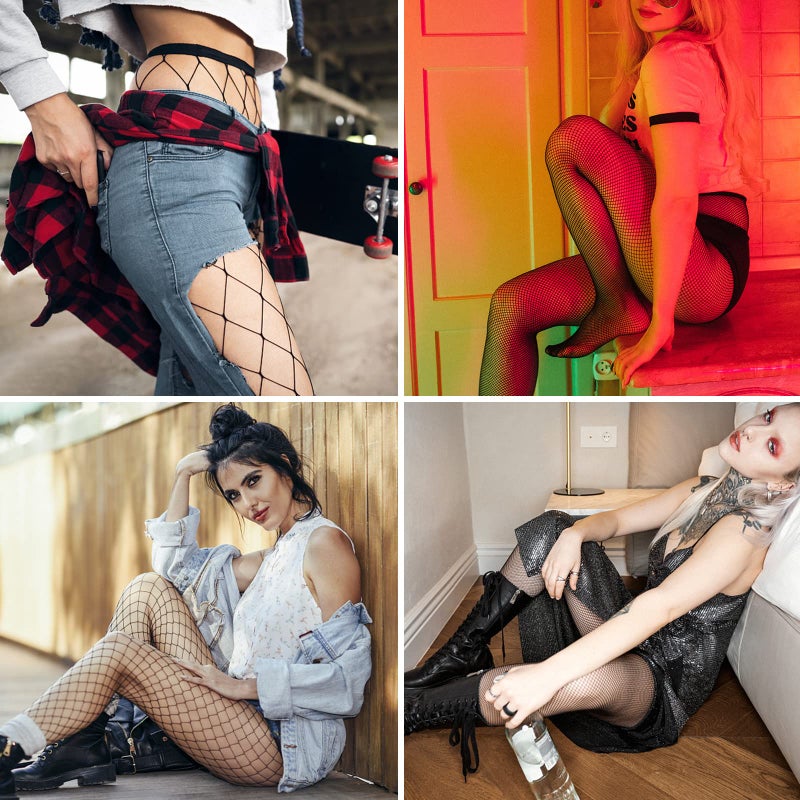 Buauty 8 PCS Black Fishnet Stockings For Women, Thigh Hight Fishnet Tights, Ladies Fish Net Tights Plus Size One Size Fit All - Image 5