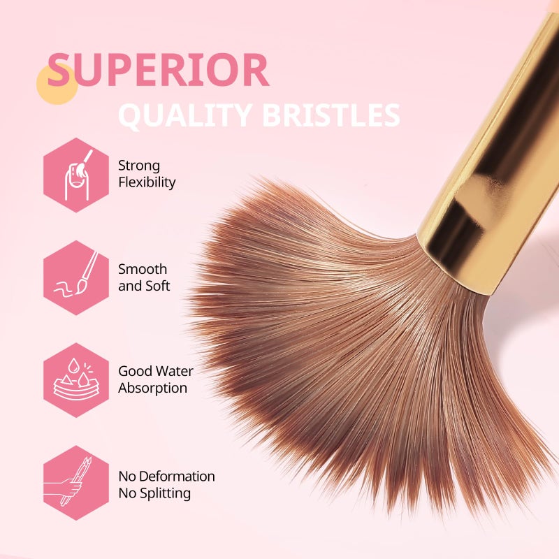 AIRSEE 3PCS Acrylic Nail Brush Set, Size 8/10/14 for Beginner & Professional Use for Acrylic Powder, Nail Art Extension & 3D Carving, 3A+ Nylon, DIY Salon Home, White - Image 5