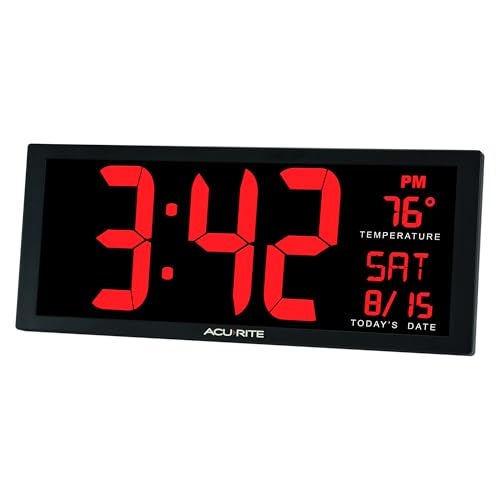 AcuRite 14.5" Large Digital LED Oversized Wall Clock with Date and Temperature, Perfect for Home or Office (75127M) - Image 5
