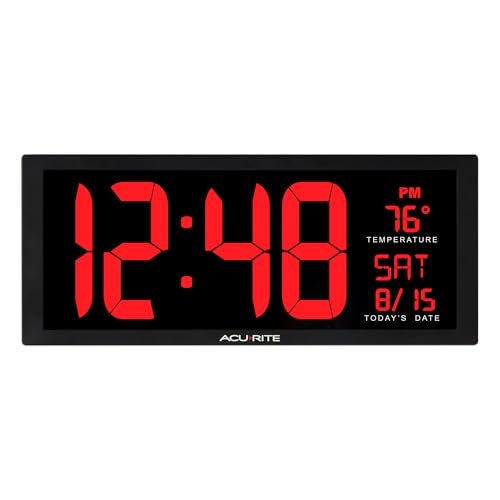 AcuRite 14.5" Large Digital LED Oversized Wall Clock with Date and Temperature, Perfect for Home or Office (75127M) - Image 1