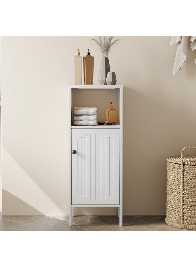 Chogori Bathroom Floor Cabinet with Lights, Small Wooden Storage Cabinet with Door, Open Shelf, Freestanding Storage Unit for Bathroom Hallway Living Room - Image 1
