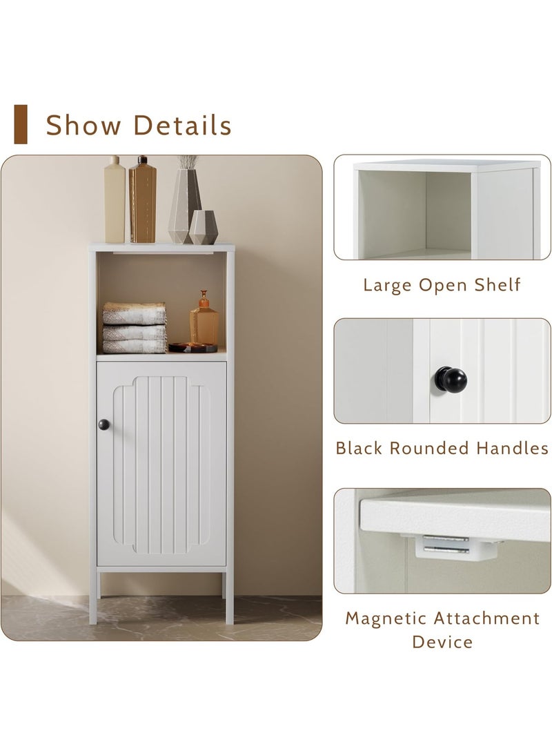 Chogori Bathroom Floor Cabinet with Lights, Small Wooden Storage Cabinet with Door, Open Shelf, Freestanding Storage Unit for Bathroom Hallway Living Room - Image 5
