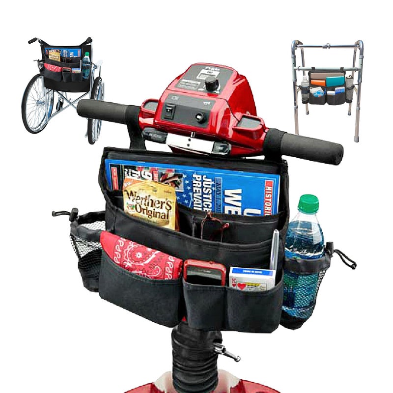 High Road Mobility Scooter Bag, Walker Caddy and Wheelchair Storage Bag - 8-Pocket Mobility Organizer with Bottle and Cup Holder for Wheelchairs, Walkers and Scooters - Image 1