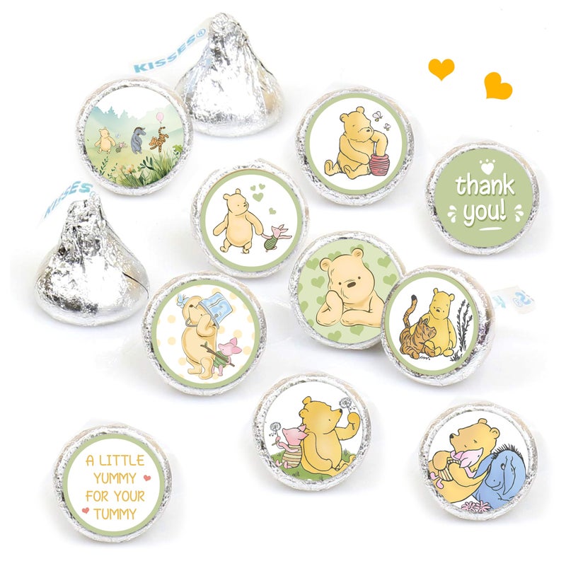 ALodr 180 Pcs Cute Winnie Stickers, Winnie Kisses Candy Stickers, The Pooh Baby Shower Decorations, The Pooh Baby Shower, Cute Bear Birthday Decorations, Bear Sticker Set Thank You Chocolate Labels - Image 4