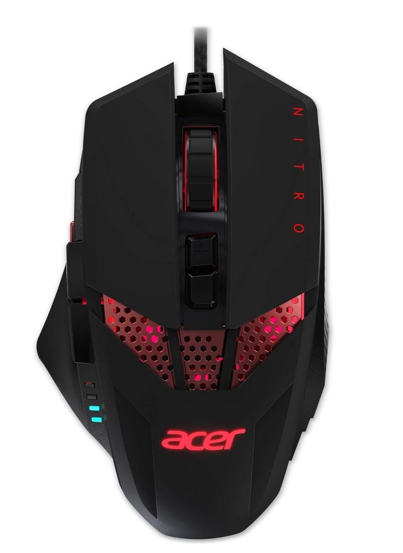 Acer Acer Nitro Gaming Mouse – Customizable weight to maximize your gameplay, 8 buttons and 6 adjustable DPI lighting, Black (NMW810) 