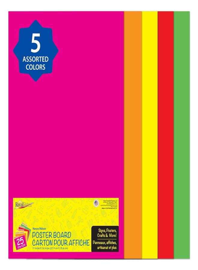 Royal Brites Neon Poster Board 14" x 22" - Striking Colors, Fade-Resistant, Water-Resistant - Ideal for Vision Board Supplies, Signs, Announcements - Lightweight, Durable - Made in USA, 25 Sheets - Image 1