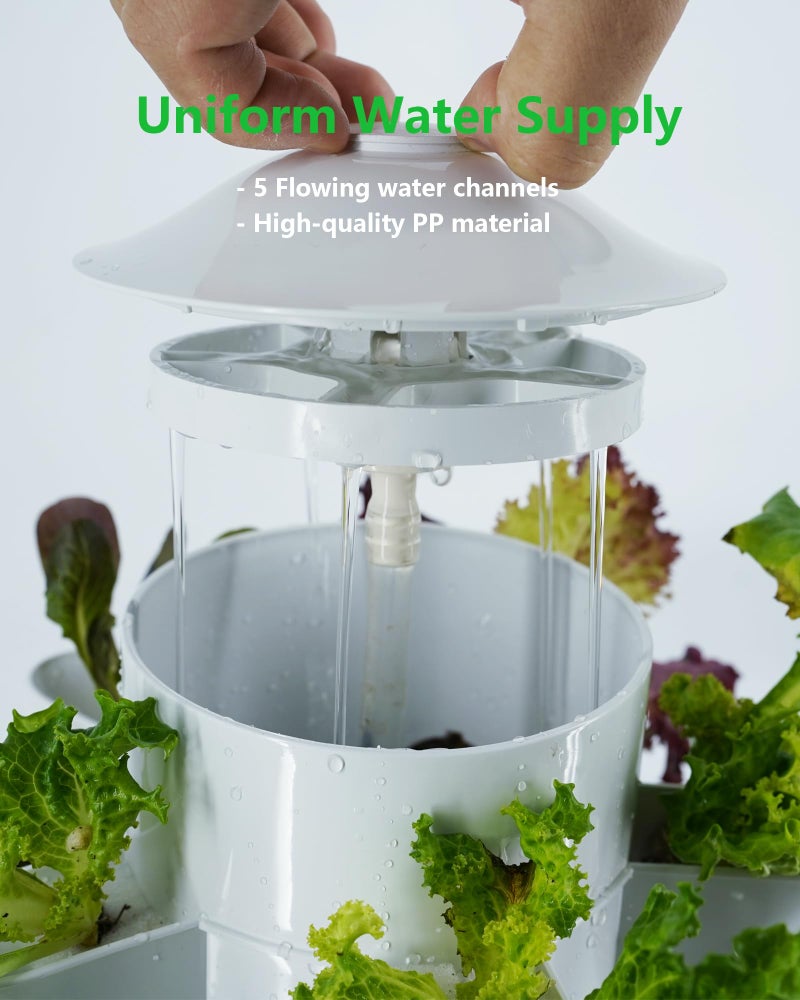DPROOTS Hydroponic Tower Growing Systemï¼Œ45 Pods Vertical Gardenï¼ŒSuitable for Indoor and Greenhouse, Grow Herbs and Vegetablesï¼ŒHouseplant Farming with Water Circulation and Automatic Timer - Image 5