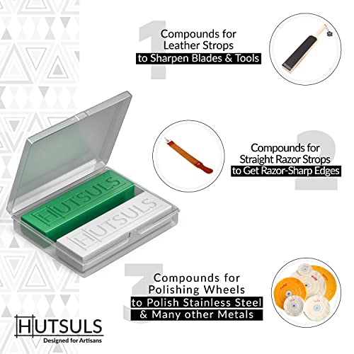 Hutsuls White & Green Strop Compound - Total 5 Oz Get Razor Sharp Edge with Green Honing Compound for Strop, Easy to Use Green & White Stropping Compound for Knives Guide, White Polishing Compound Bar - Image 2