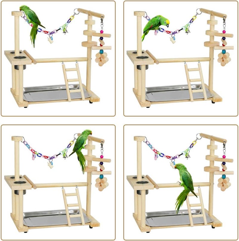 Exttlliy Parrots Bird Playground Birdcage Playstand Play Gym Parakeet Playpen Ladder with Feeder Cup Bird Toys Swing Chew Toy - Image 4