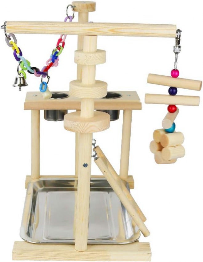 Exttlliy Parrots Bird Playground Birdcage Playstand Play Gym Parakeet Playpen Ladder with Feeder Cup Bird Toys Swing Chew Toy - Image 5