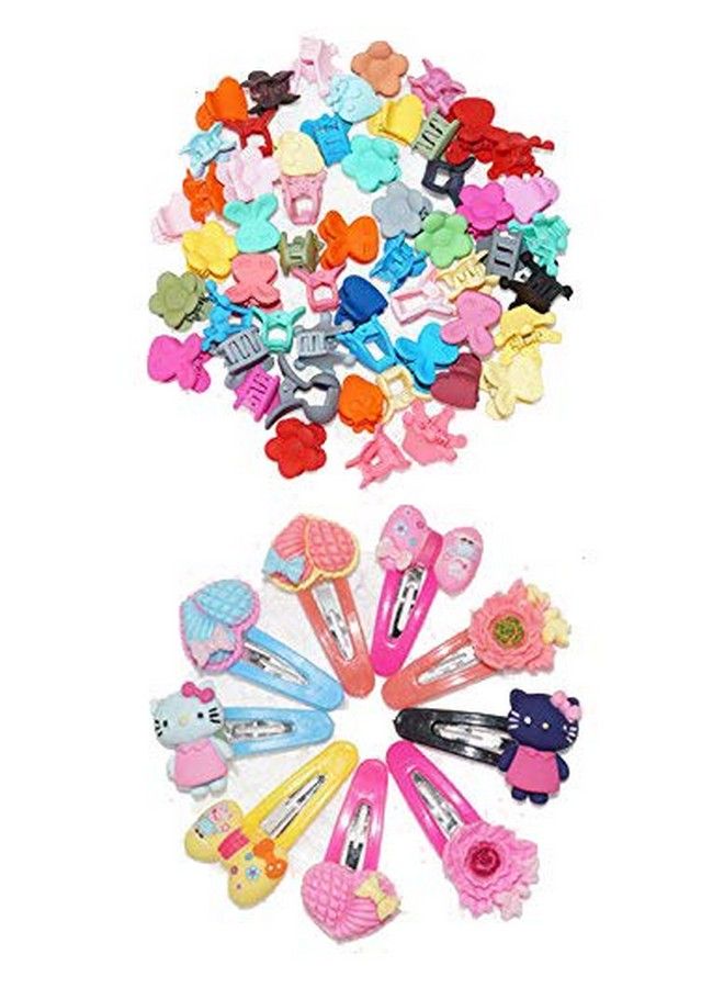 FOK Set Of Multi Color 3 Pairs Tik Tak Hairpins & 3 Pairs Mini Clutchers For Babies (Random Designs) - Image 1