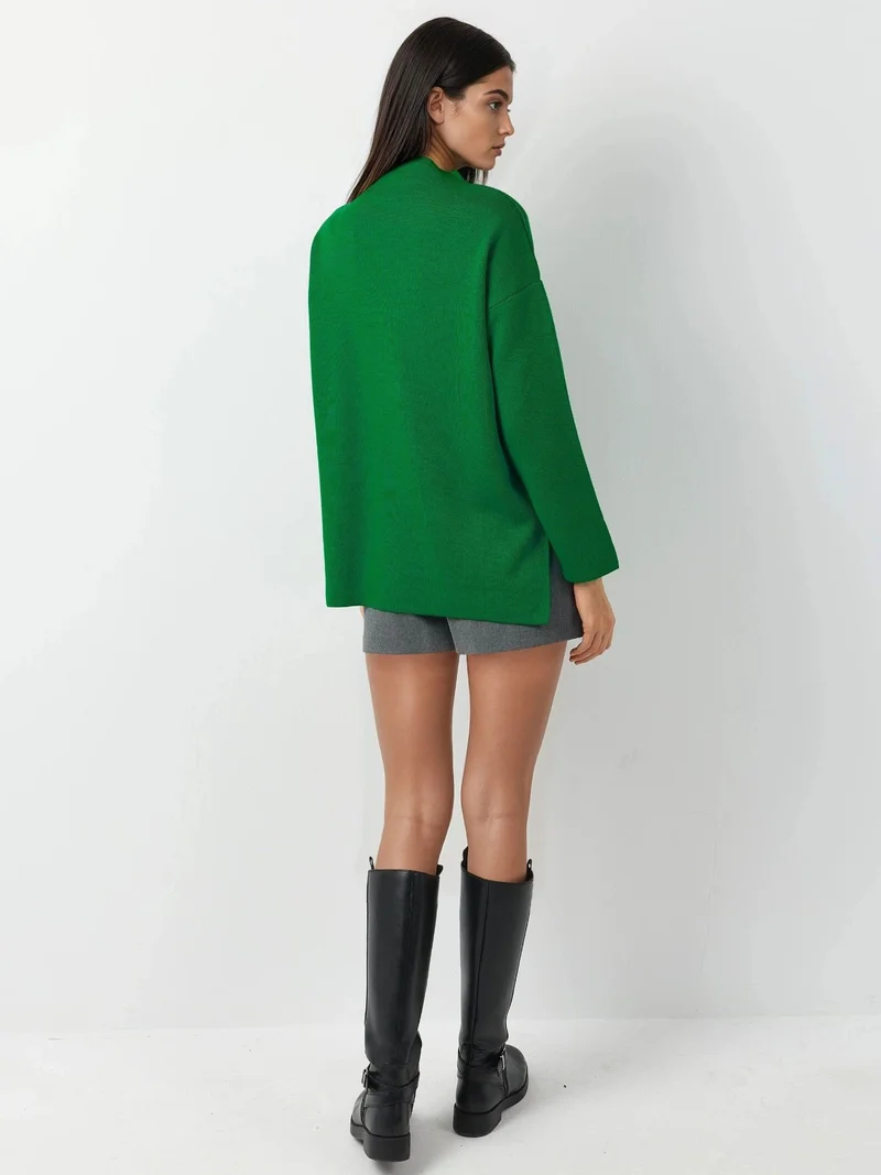 My Fashion Pine Green MY FASHION Button Detailed Knit Sweater for Women | Best Price UAE