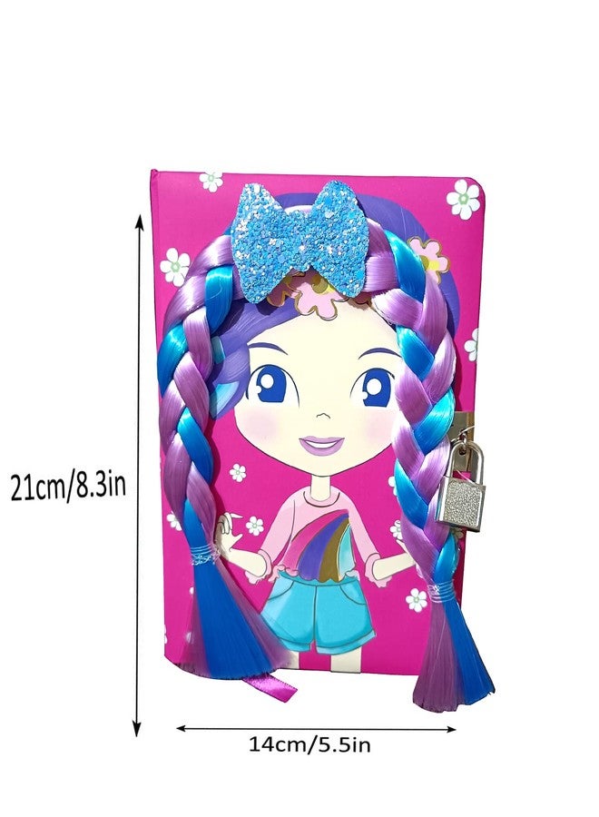 Jasol Diary with Lock for Kids 100 Pages Girl Hair Design Book Kid Writing Drawing Gift for Pre School Age 12 Up Pack of 1girl Pink - Image 2