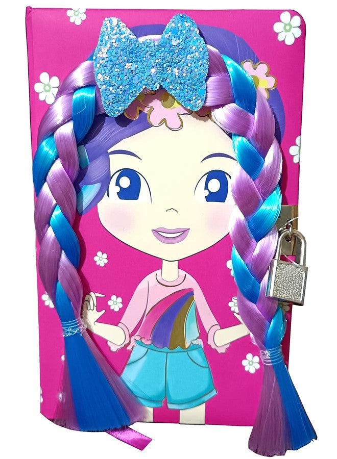 Jasol Diary with Lock for Kids 100 Pages Girl Hair Design Book Kid Writing Drawing Gift for Pre School Age 12 Up Pack of 1girl Pink - Image 1