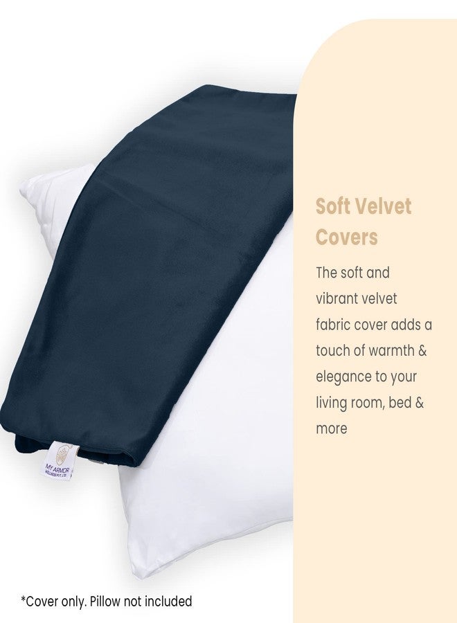 MY ARMOR Velvet Cushion Covers Set of 2-12 x 12 Inches / 30 x 30 Cm, Soft & Luxurious Cushion Cases for Bedroom, Sofa, Chair & Living Room - Navy Blue - Image 4