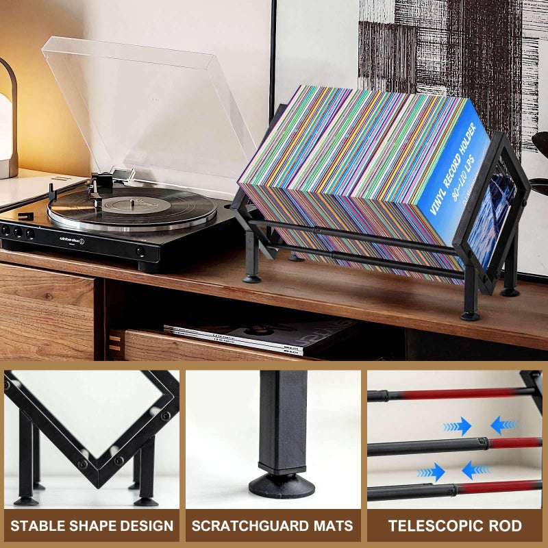 ENCIMART Adjustable Desktop Bookshelf for Desk Book Organizer, Tilting Tabletop Bookshelf in Office Home/Bedroom, Vinyl Record Storage Holder Book Rack for Magazine/CDs/Books/Vinyls Display (Patent Pending - Image 3