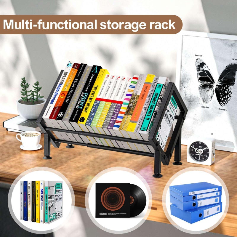 ENCIMART Adjustable Desktop Bookshelf for Desk Book Organizer, Tilting Tabletop Bookshelf in Office Home/Bedroom, Vinyl Record Storage Holder Book Rack for Magazine/CDs/Books/Vinyls Display (Patent Pending - Image 5