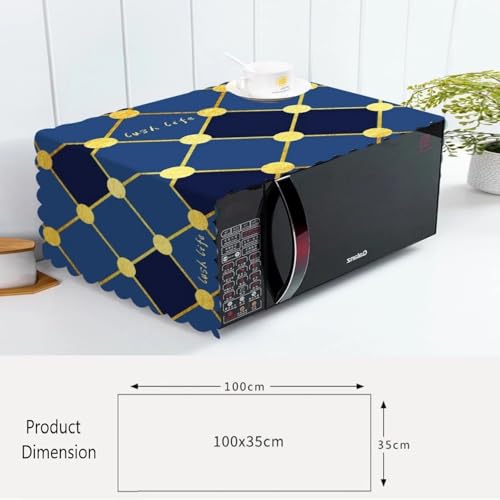 STUTI WORLD Microwave Cover for Kitchen Decor, Dustproof Waterproof Modern Design Kitchen Oven Cover,Attractive Decorative Dust Proof Appliance Top Cover (BLUE & YELLOW) - Image 2