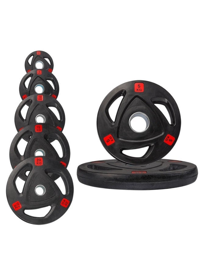 SportQ Tri-Grip Olympic Rubber Weight Plates - Single or Set, Barbell Discs for Crossfit, Strength Training, Gym Lifting, Workout, Heavy Duty Bar Plates - Image 1