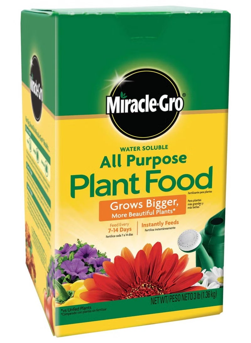 Miracle-Gro Water Soluble All Purpose Plant Food, Fertilizer for Indoor or Outdoor Flowers, Vegetables or Trees, 3 lbs. - Image 1