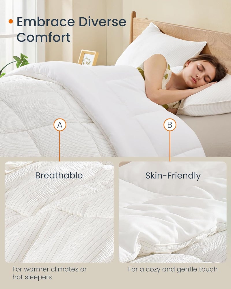 SONGMICS HOME لحاف بديل من SONGMICS HOME - 88 × 68 بوصة - لحاف لجميع الفصول - مزدوج الجوانب - قماش فيسكوز قابل للتنفس وميكروفايبر ناعم - قوة تعبئة 300 جرام لكل متر مربع - مناسب للنائمين في درجات حرارة مرتفعة - Image 4