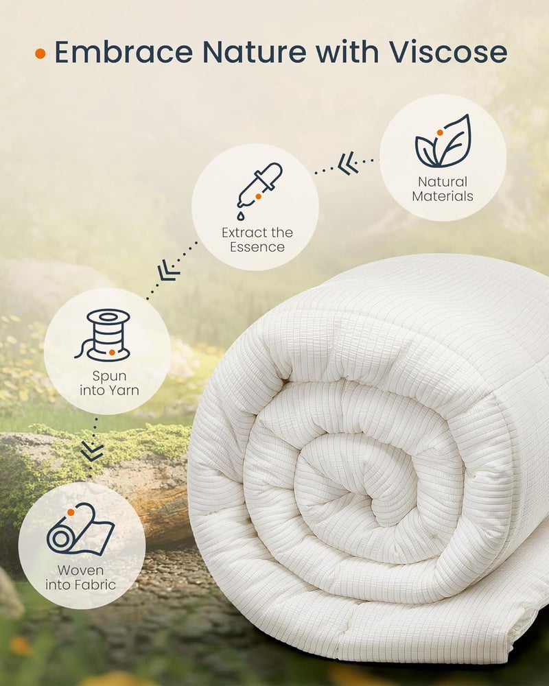 SONGMICS HOME لحاف بديل من SONGMICS HOME - 88 × 68 بوصة - لحاف لجميع الفصول - مزدوج الجوانب - قماش فيسكوز قابل للتنفس وميكروفايبر ناعم - قوة تعبئة 300 جرام لكل متر مربع - مناسب للنائمين في درجات حرارة مرتفعة - Image 3