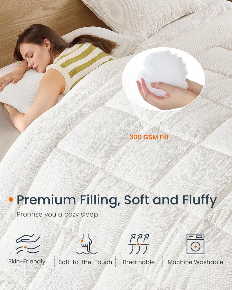 SONGMICS HOME لحاف بديل من SONGMICS HOME - 88 × 68 بوصة - لحاف لجميع الفصول - مزدوج الجوانب - قماش فيسكوز قابل للتنفس وميكروفايبر ناعم - قوة تعبئة 300 جرام لكل متر مربع - مناسب للنائمين في درجات حرارة مرتفعة - Image 5