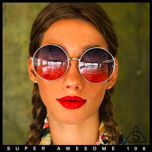 SA106 Classic Oversize Joplin Style Hippie Round Circle Lens Sunglasses Gold Smoke - Image 2