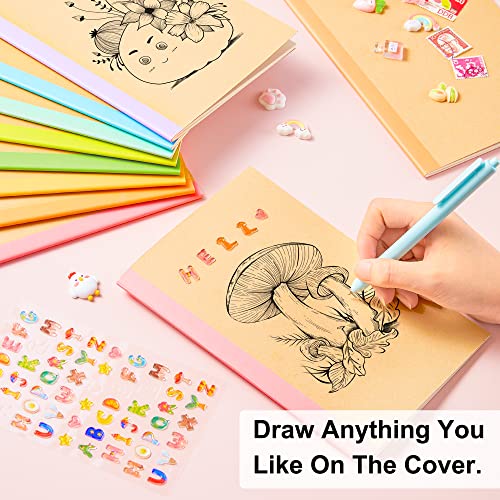 feela 16 Pack Composition Notebook Bulk, Kraft Cover Lined Blank College Ruled Travel Journals with Pastel Color Spine For Women Students Office, 60 Pages, 8.3”x 5.5”, A5, 8 Pastel Colors - Image 3
