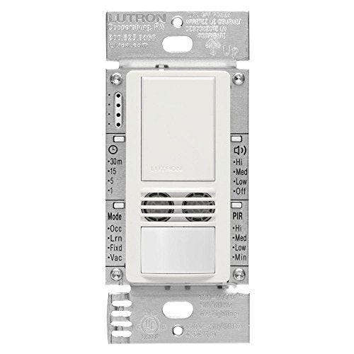 Lutron MS-A102-WH Maestro Dual Tech Occupancy Sensor Switch, no neutral required, 6 Amp Single-Pole, White - Image 1