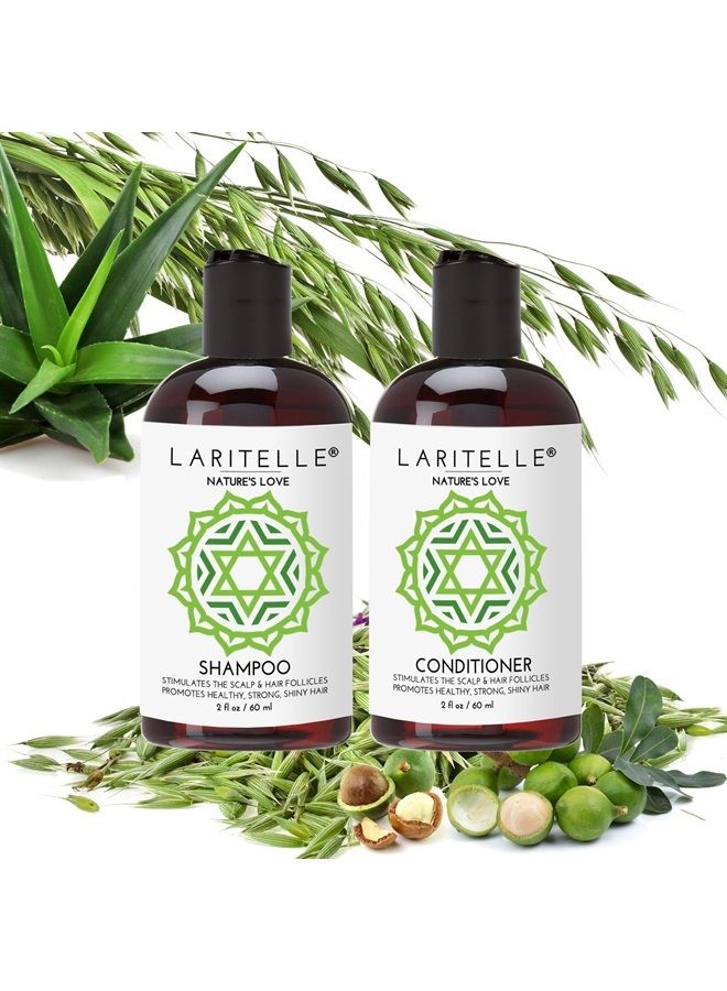 Organic Travel Size Shampoo 2 oz + Travel Size Conditioner 2 oz | Organic Quinoa + Keratin + Follicle Stimulating Rosemary, Ginger & Grapefruit | NO GMO. Vegan