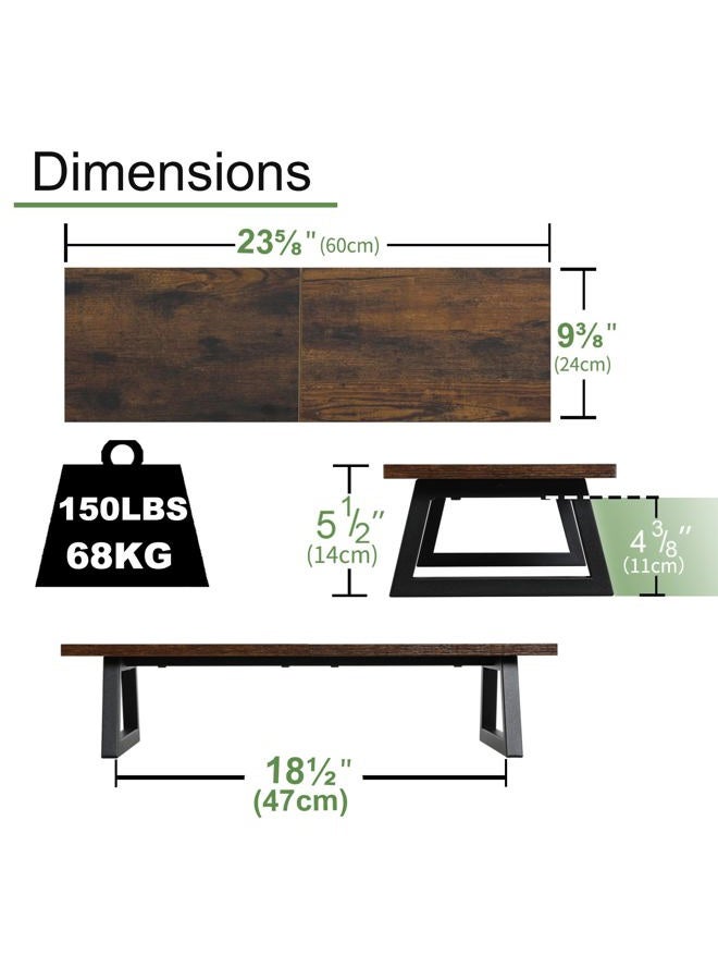 TEAMIX 24 inch Monitor Stand Riser, Rustic Brown Wood & Steel Computer Monitor Stand with Storage, Laptop, PC, Printer Stand Riser for Desktop Office Desk Organizers - Image 4