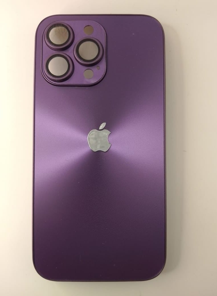 Unique Stylish Back Protection Cover For IPhone 14 Pro Max With Apple Logo And Camera Protector, Purple Color