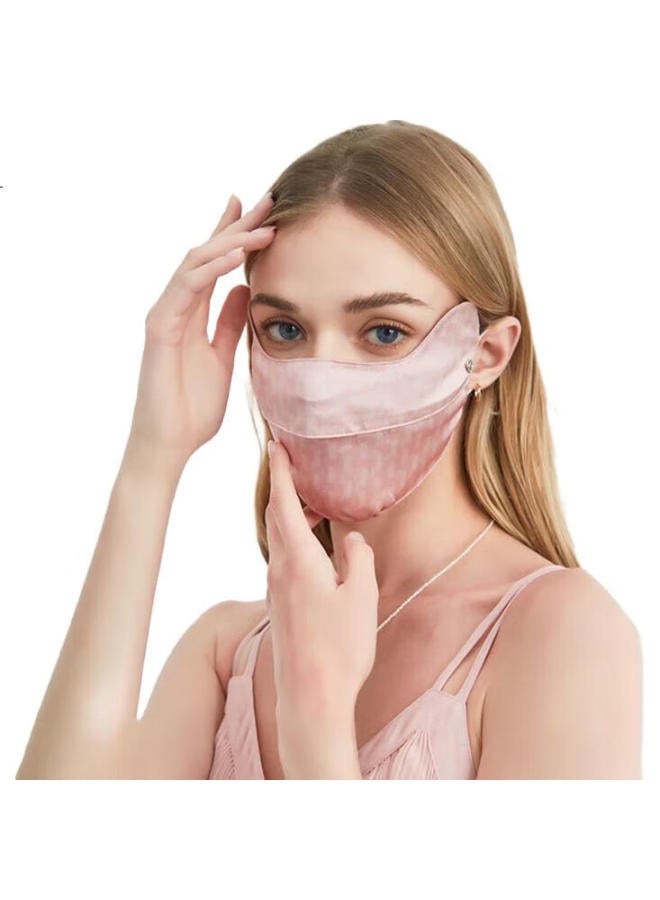 Elle 100% Silk Sun Protection Mask Women'S Sun Protection Eye Mask Uv Protection Mask Adjustable - Image 1