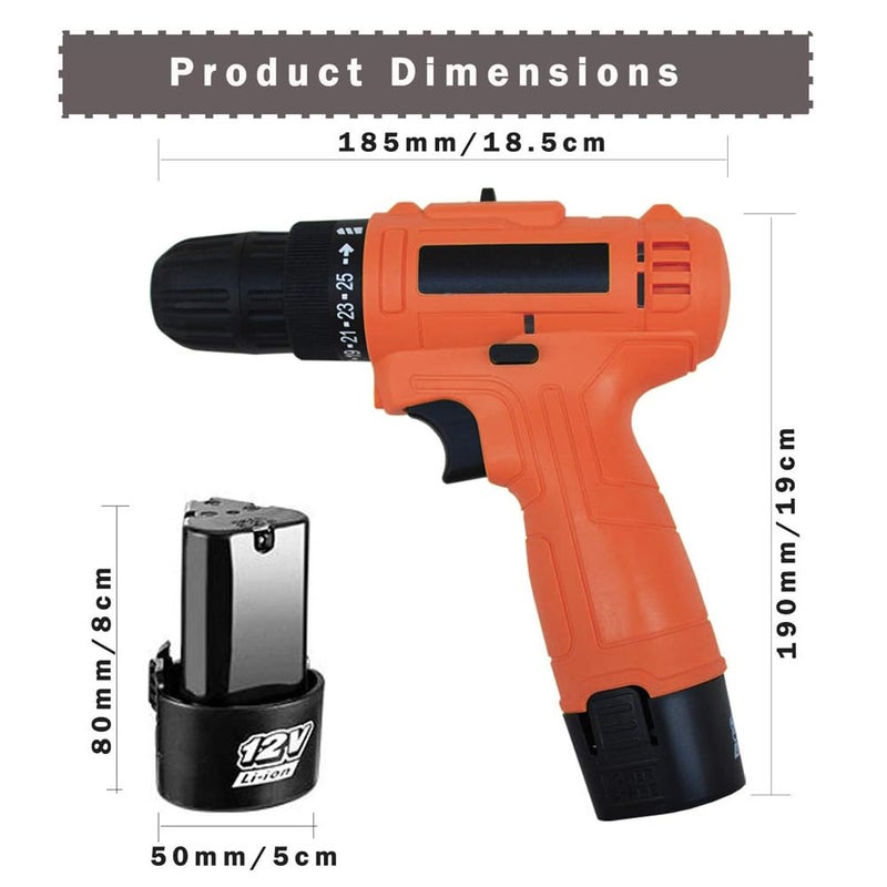 MLD MLD multiple task repair work at home all by own Hand 12V Cordless Drill Driver Keyless Chuck Reversible Plastic body 10 mm  - Image 2