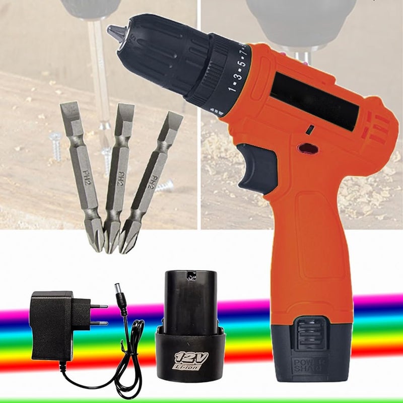 MLD MLD multiple task repair work at home all by own Hand 12V Cordless Drill Driver Keyless Chuck Reversible Plastic body 10 mm  - Image 1