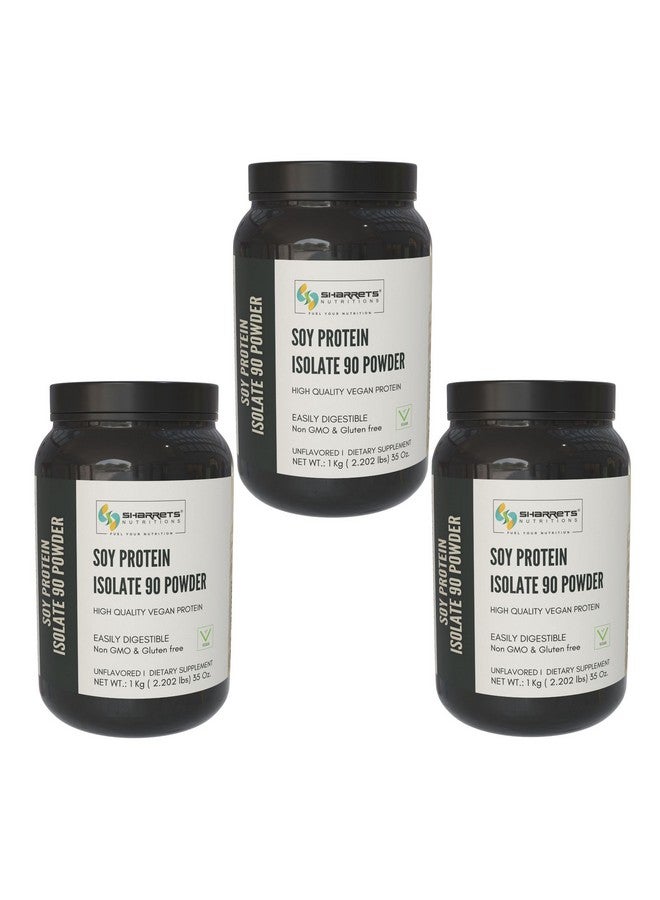 Sharrets Soy Protein Isolate Powder 1Kg X 3, Unflavored - Vegan Pant Based Gluten Free Protein Powder - Image 1